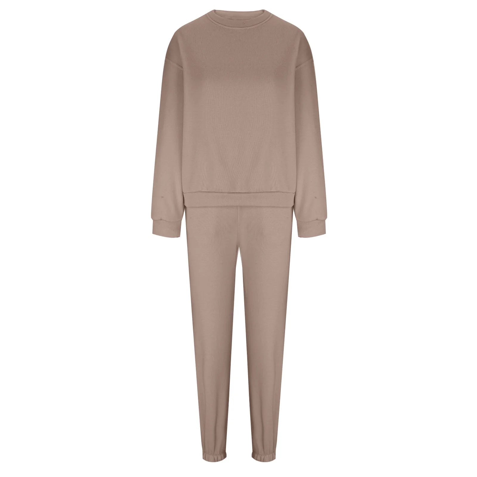 Sweatsuit for Women 2 Piece Outfits Solid Color Long Sleeve Crewneck Sweatshirts Pullover Drawstring Jogging Sweat Suit with Pockets 2024